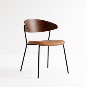 Crescent Back Dining Chair with Leather Seat